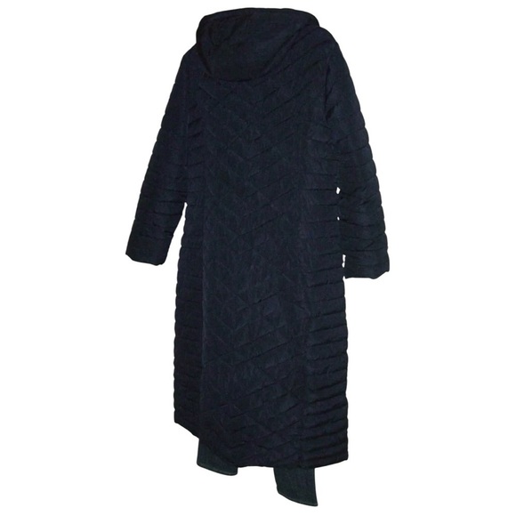 Elora Coat Puffer Long Full Length Warm Ski Winter Vacation Navy Blue Heavy Hood - Picture 9 of 16